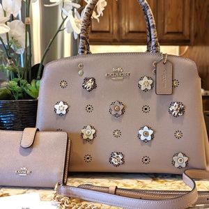 Coach Flowers Satchel and Matching Wallet